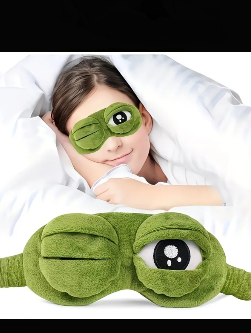 Plush Frog Eye Sleep Mask - Green Cozy Eye Cover